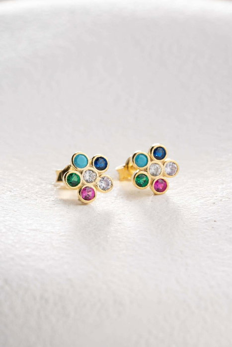 Heliophilia Silver Pendientes de Plata de Ley con Recubrimiento de Oro